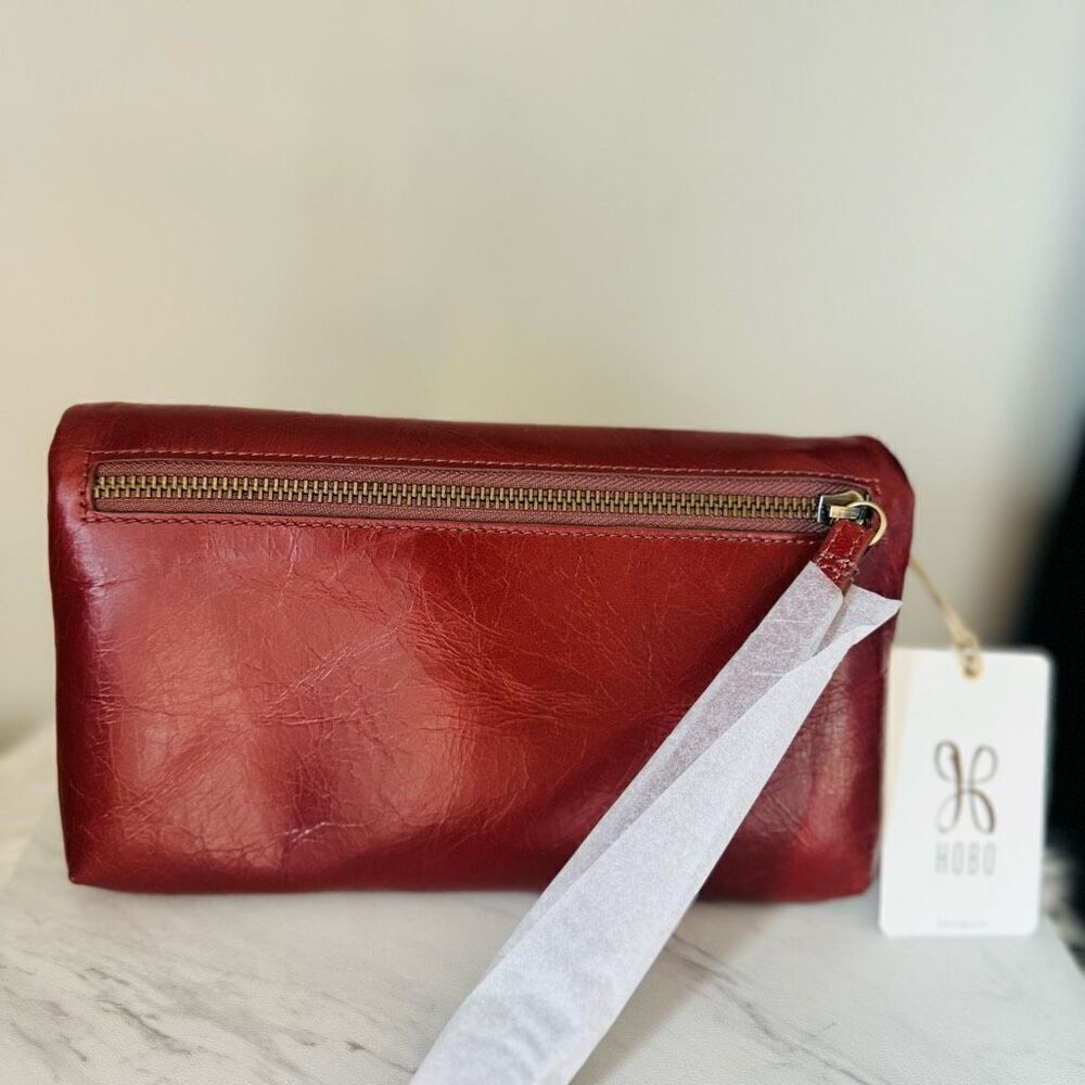 HOBO LAUREN CLUTCH LEATHER WRISTLET WALLET Red Henna Luxury Leather, NWT - Picture 12 of 15
